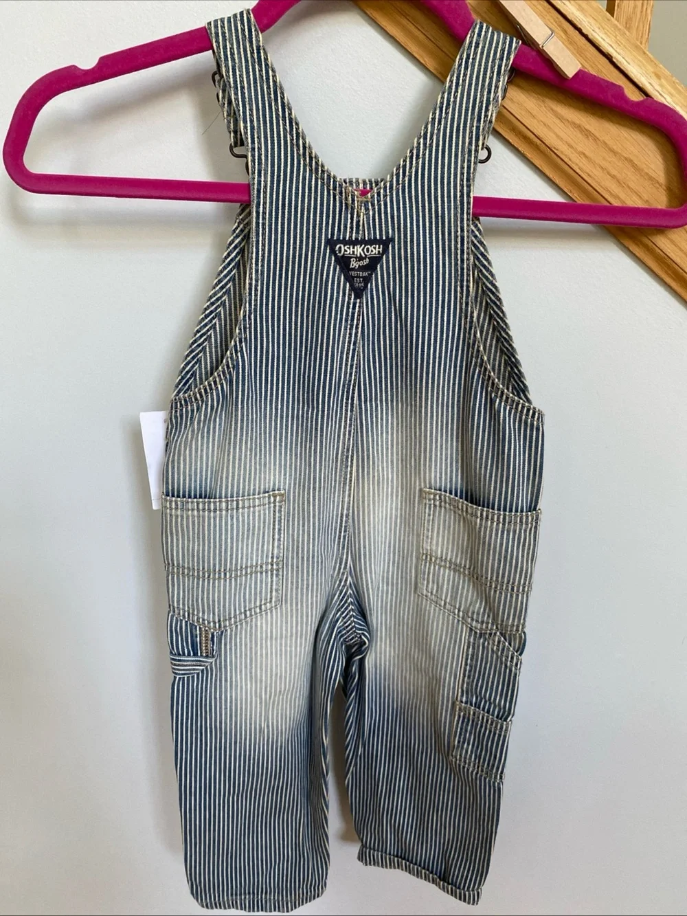 OshKosh B'gosh Blue and White Striped Toddler Overalls